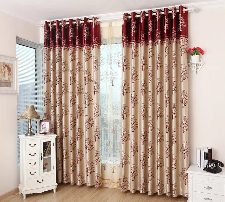 Quality Thick Thermal Curtain Fabric Curtain Sided Printing Trees