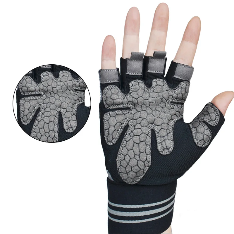  Sports Fitness Weight lifting Gloves Black Wrist Gloves Men Women Breathable Training h44
