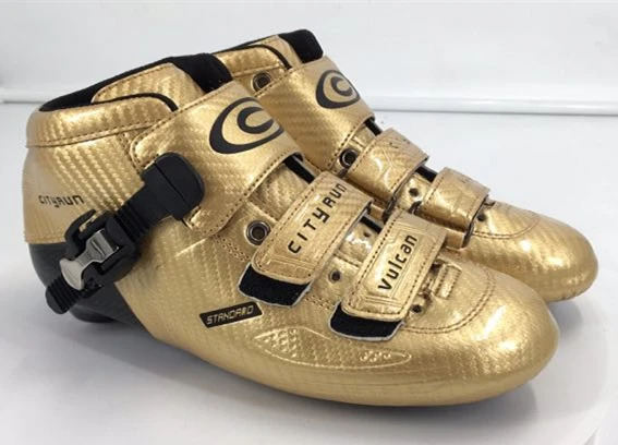 CITYRUN роликовые коньки верхний ботинок для гоночного марафона профессионального катания на коньках EUR 30 до 45 для Kroea Japan US EU - Цвет: Golden