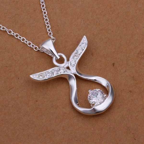 wholesale fine silver plated necklace fashion jewelry chain rhinestone