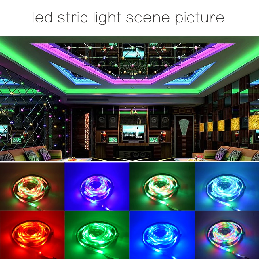 Светодиодная лента 2835 SMD RGB 3528 гибкая 5 м 10 водонепроницаемая + пульт