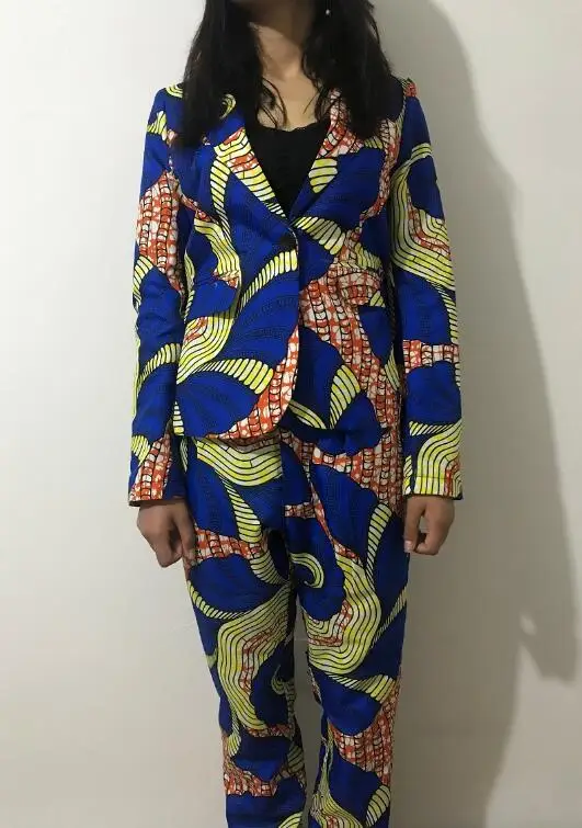 New Arrivals Fashion African print women blazers with trousers set clothing ladies pant suits custom dashiki suits for ladies - Цвет: 11
