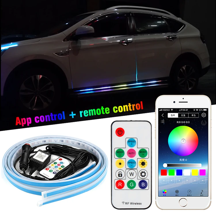 OKEEN DC 12V светодиодные ленты автомобиля Цветная(RGB) Светодиодная лента двери Предупреждение импульсная лампа атмосферные декоративные огни с приложением дистанционное управление музыкой