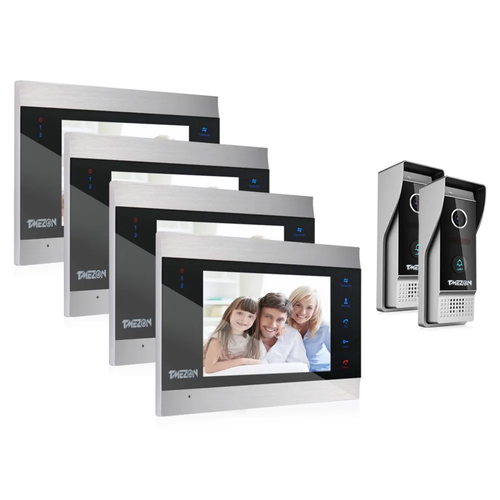 Us 353 98 15 Off Tmezon 7 Inch Tft Wired Smart Video Door Phone Intercom System With 4 Night Vision Monitor 2x1200tvl Rainproof Doorbell Camera In