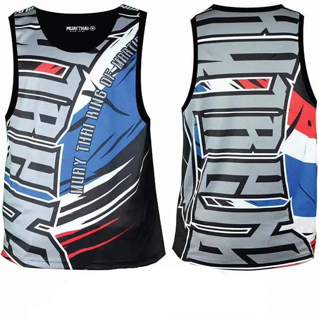 Рубашка без рукавов GI BJJ Rashguard Jiu Jitsu Camiseta с сублимированным принтом Muay Thay Kickboxing Muaythai боевые искусства Hombre спортивная одежда - Цвет: Черный