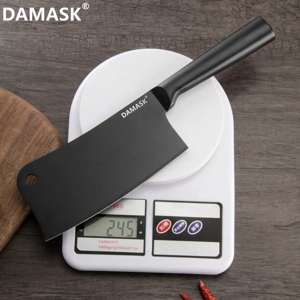 Дамасский Набор ножей шеф-повара 4Cr14mov ножи из нержавеющей стали Кливер Santoku Универсальный высокопрочный черный кухонный нож инструменты для приготовления пищи
