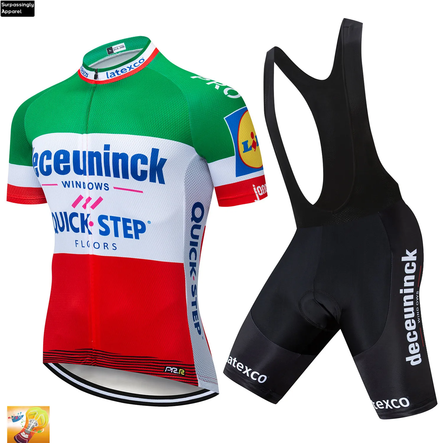 

2019 Team QUICK STEP Cycling Jersey 16D Gel Pad Bike Shorts Set MTB Ropa Ciclismo UCI Green Mens Summer Bicycling Maillot Wear