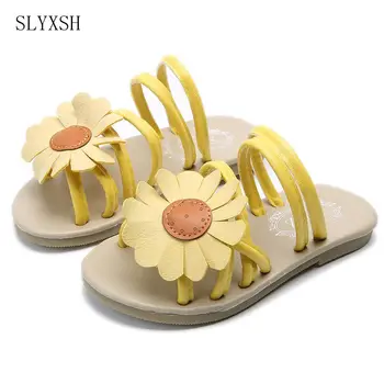 

SLYXSH New sun flower children beach shoes kids shoes girls female child girls sandals princess baby girls shoes fashion sandals