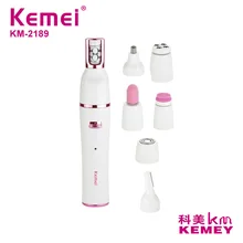 Kemei 7 в 1, влажная сухая Женская бритва, женский эпилятор, бритвенный станок, для удаления волос, триммер для бровей, носа, бикини, ног, подмышек