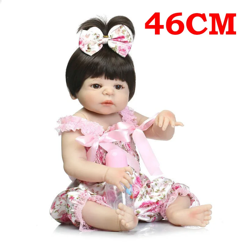 

DollMai bebes reborn19inch 46cm Soft full Silicone Reborn Dolls Baby Realistic Doll Reborn Full Vinyl Boneca menina Reborn Doll