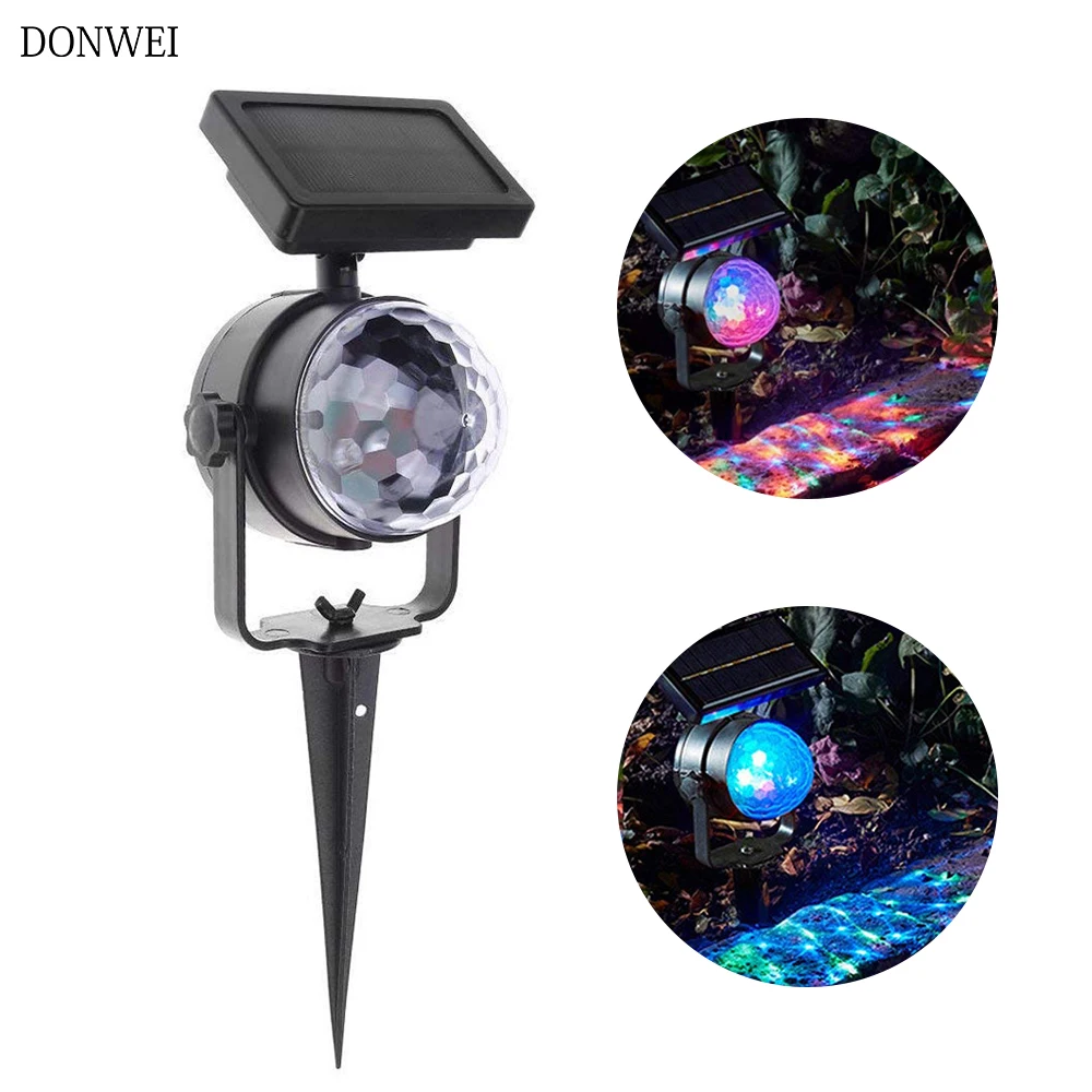 

LED Outdoor Solar Lawn Lamp LED Projector Light Colorful Rotating Garden Lawn Lamp Home Courtyard Decor Pathway Yard Garden Lamp