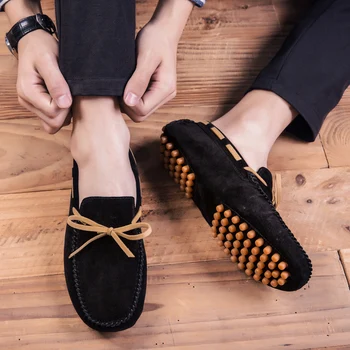 

Men Mocassin Shoes Man Loafers Moccasins Mens Leather Casual Big Shoes Large Sneakers Gommino Driving Shoes Plus Size 47 Black