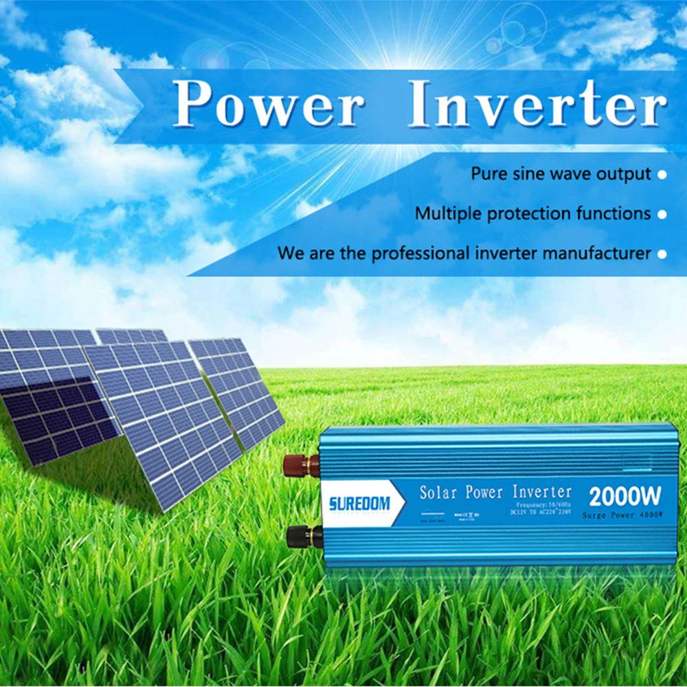 

2000w DC12v 24v 48v to AC110v 220v Pure Sine Wave Inverter Solar Power Converter Voltage Transformer Car Adapter Peak Power4000w