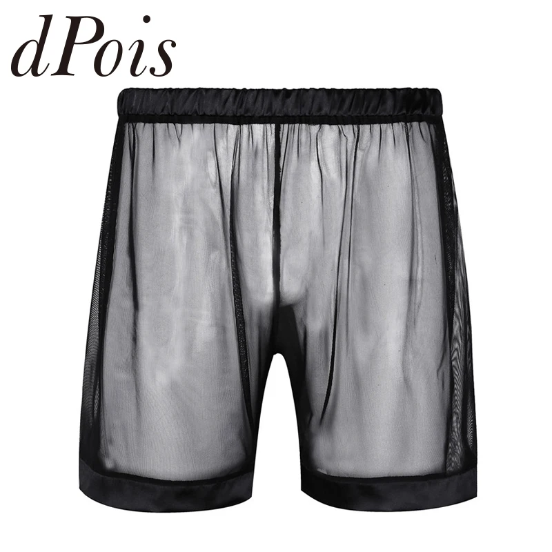 

Mens Lingerie See Through Mesh Slip Hommes Gay Men Panties Loose Lounge Boxer Shorts Black Underwear Underpants Hot Nightwear