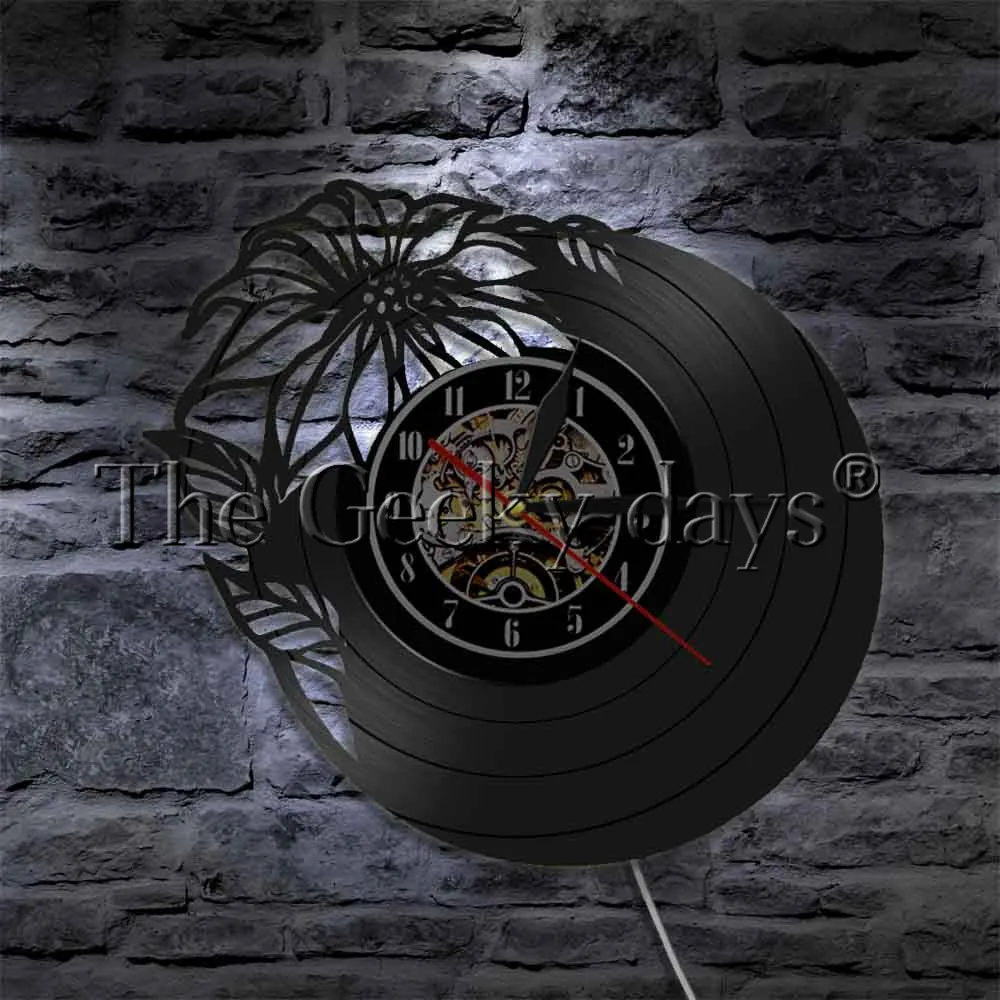 

Flower Shop Vinyl Record Night Lights Wall Clock Florist Modern Lighting Wall Art LED Wall Light Bedside Wall Lamp