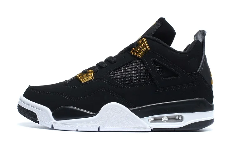 

Jordan Basketball Shoes Men Jordan 4 Retro Royalty IV Black Suede Metallic Gold Jordan Basketball Shoes Sneakers Sport