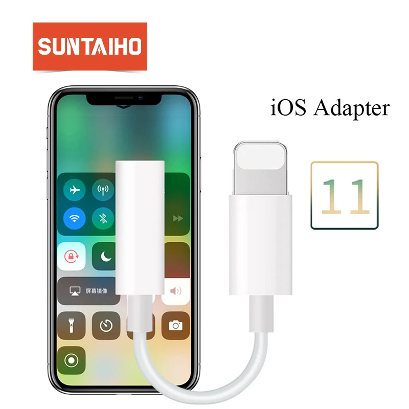 Goedkoop Suntaiho voor Apple Lightning Audio hoofdtelefoon 3.5mm Converter voor iPhone 7 plus iPhone 8 plus X headset jack adapter muziek Call