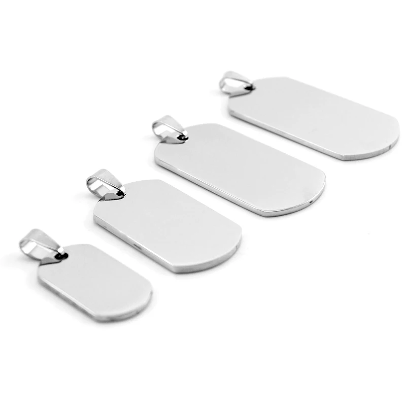 

Stainless Steel Five sizes blank ID dog tags for DIY pendant both sides mirror Polished charms 50pcs