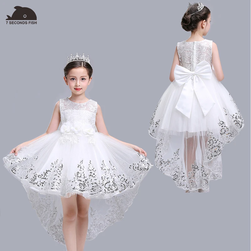 Белое платье принцессы для девочек от 3 до 14 лет, нарядное платье для девочек 7 seconds fish, детское Брендовое праздничное платье vestidos