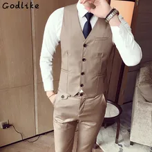 GODLIKE(Only Vest) Fashion Men’s Office Formal Business best man Suit Vest male Wedding Prom Party Waistcoat Custom Suits Groom