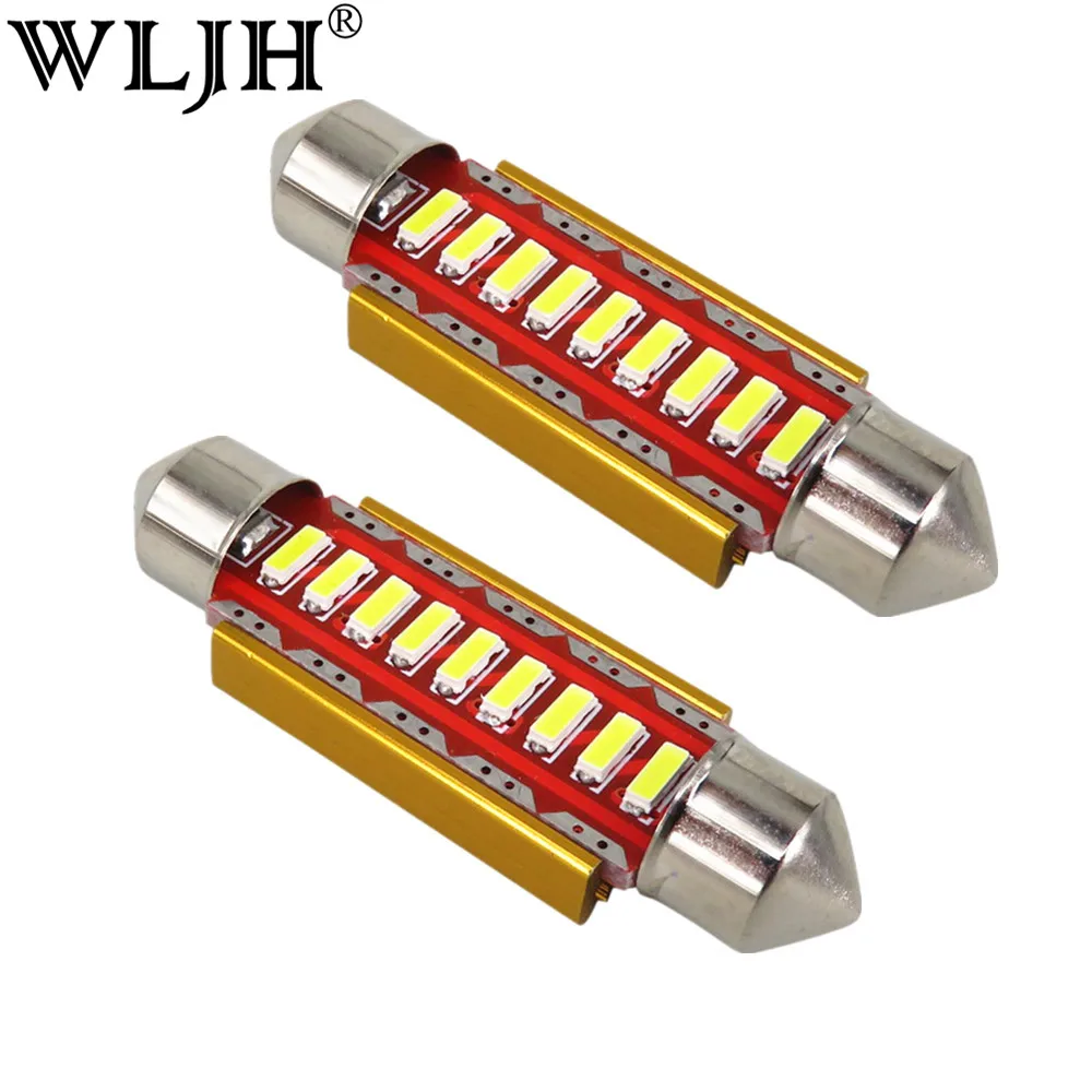 2x C10W 264 42MM 4 SMD Led Interior bulbs Light Green