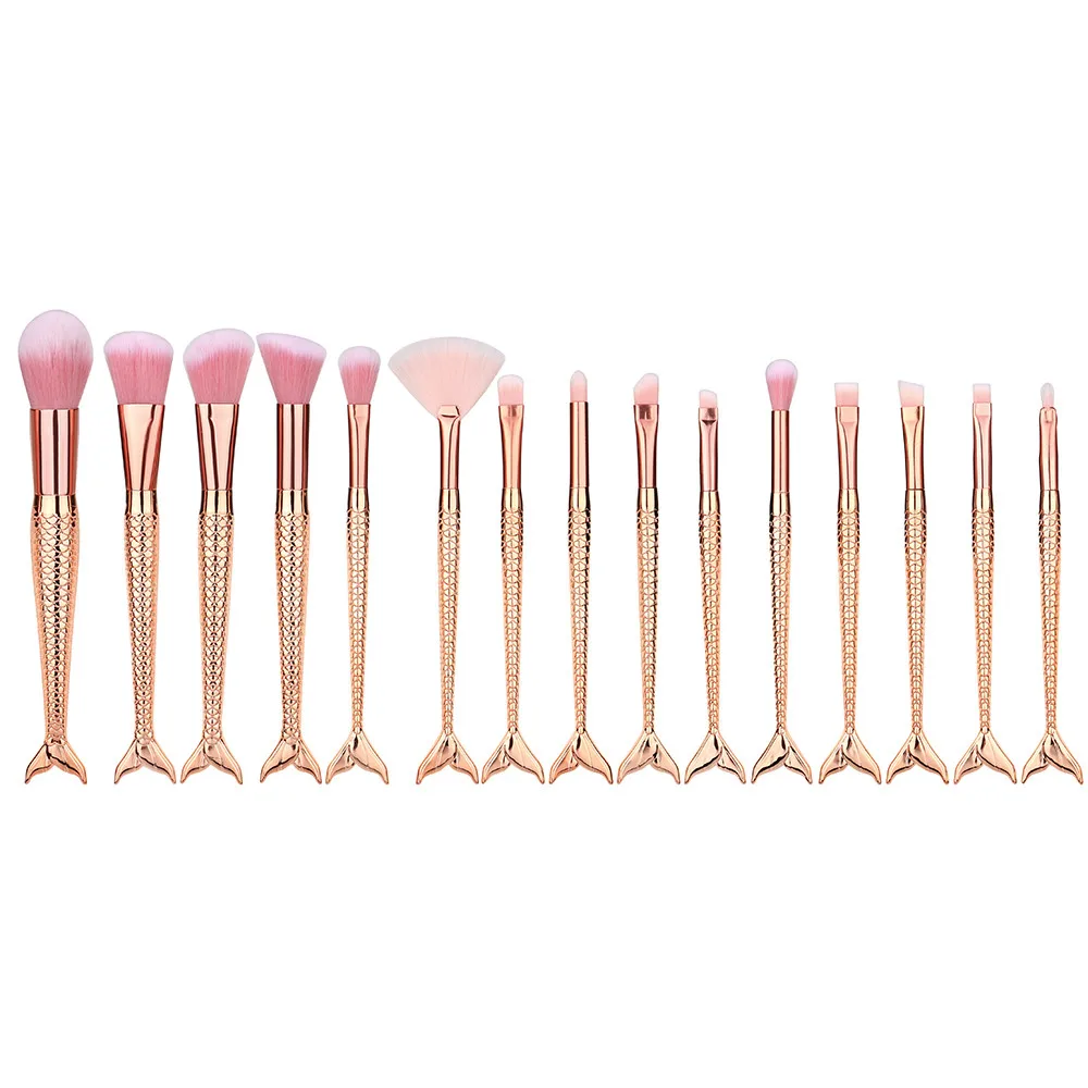 Brochas maquillaje 1 шт. Роскошная розовая Золотая Русалка Кисть для макияжа основа бровей