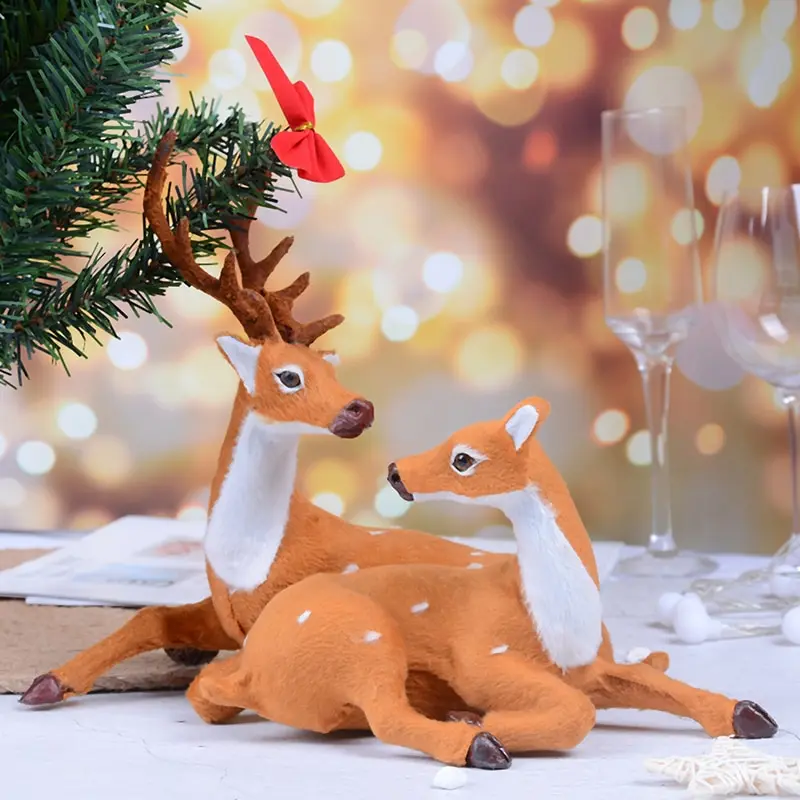Christmas Elk Decorations 11cm/ 15cm/ 16cm For Home Simulation Merry Christmas Deer Scene Arrangement Christmas Props