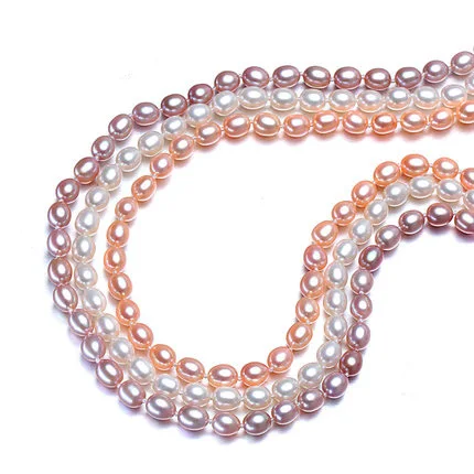 2016 Fashion Necklace Pearl Jewelry Natural Freshwater Pearl 6 7mm Rice 925 sterling silver Jewelry Choker