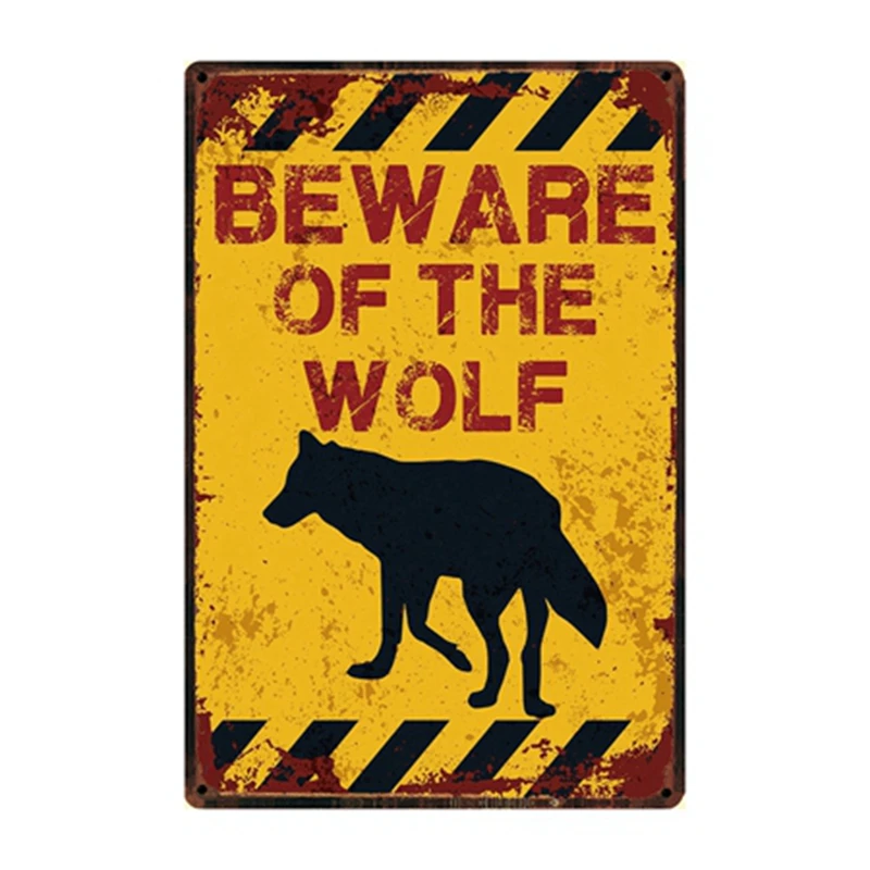 [ Kelly66 ] Beware Of The Dog Pig Horse Wolf Monkey Metal Sign Tin Poster Home Decor Bar Wall Art Painting 20*30 CM Size Dy82 - Цвет: y-2883