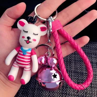 

Bomgom Cartoon Popobe Gloomy Bear Teddy Bear Leather Strap Keychain Car Key Holder Bag Charm Holder Key Chain Key Ring Pendant