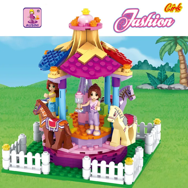 AUSINI-2017-New-Dream-princess-Girl-Building-Blocks-Carousel-park-Blocks-Kids-Educational-Bricks-Toys-DIY (2)