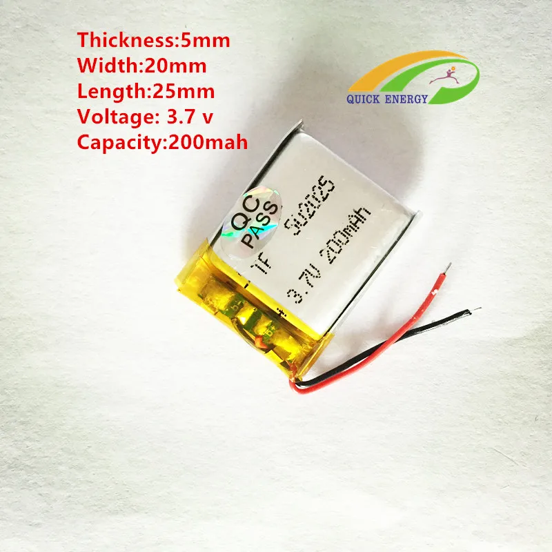 Wholesale 2pcs Smart watch battery _3.7v 200mAh LP502025 polymer