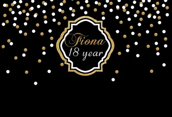

Birthday vinyl cloth 18 year old party gold polka dots photography backdrops for children kids photo studio portrait backgrounds