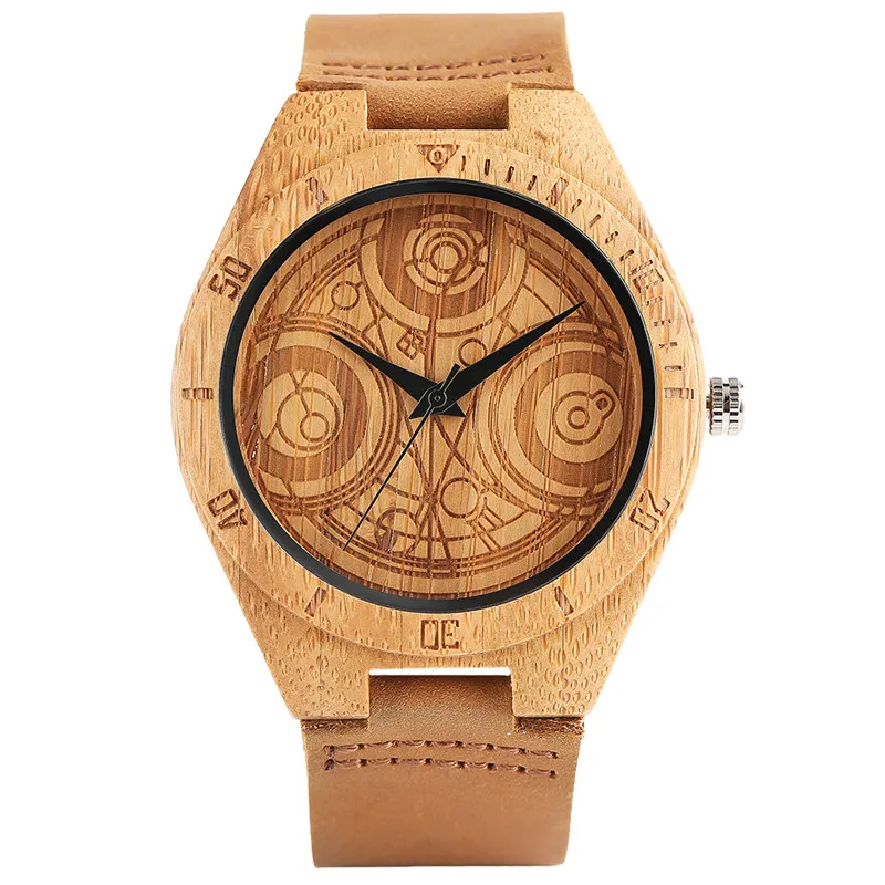 Мужские деревянные часы Dr. Who модные из натурального бамбука ремешок натуральной