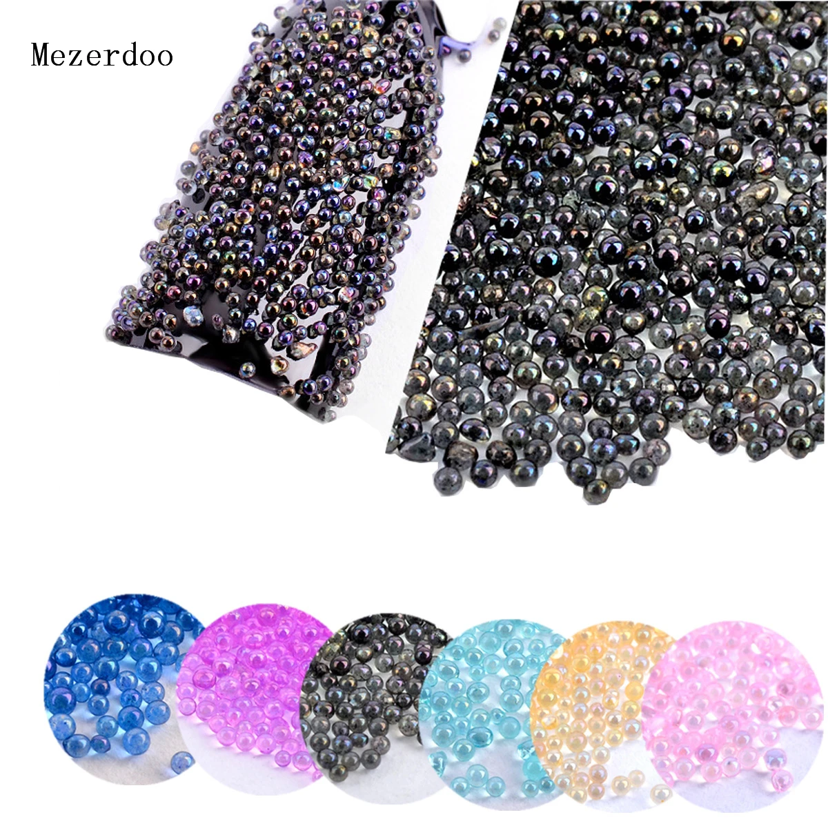 1 Box DIY Nail Glitter Beads Rhinestone AB Crystal Glass Caviar Beads