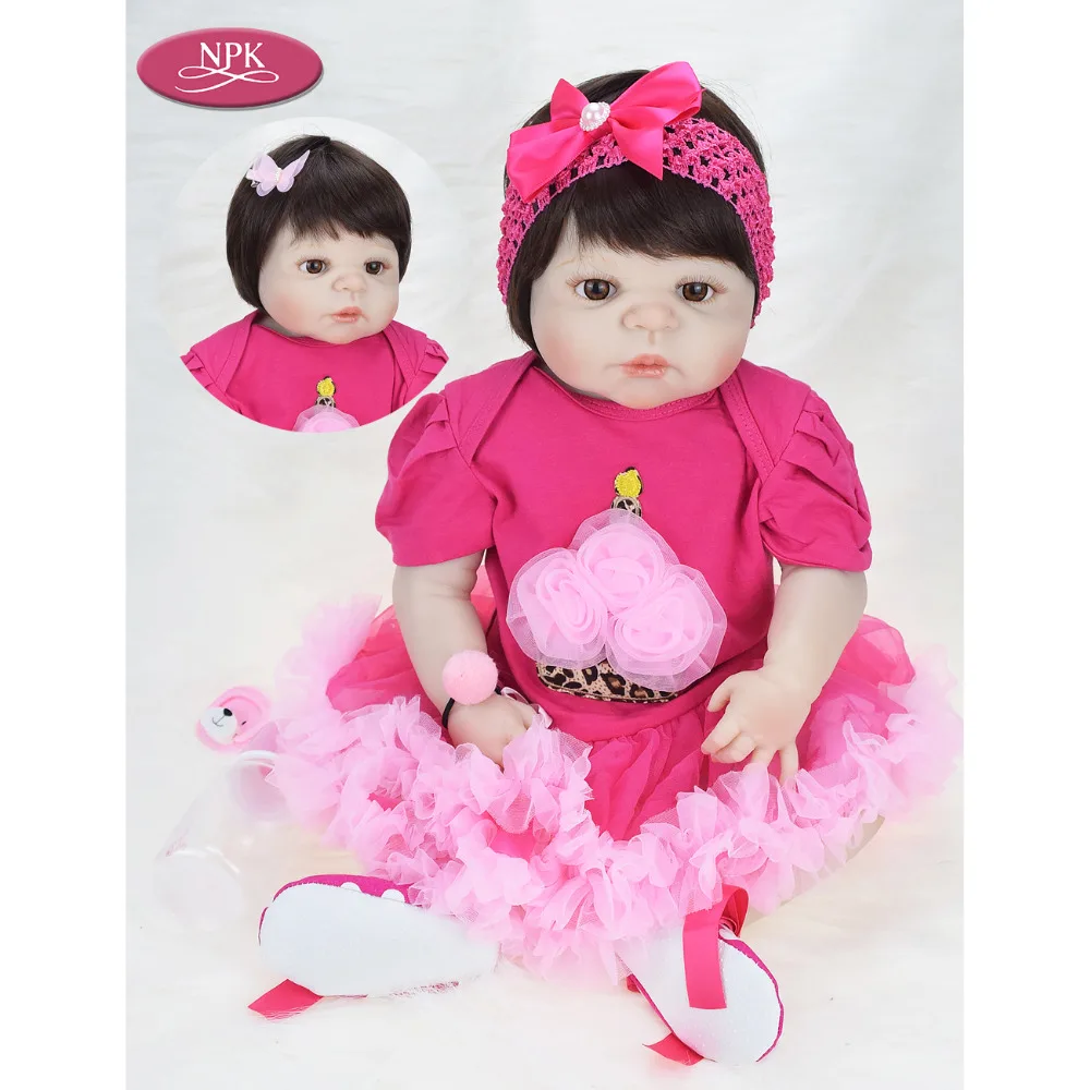 NPK 23 дюймов полный корпус Мягкий силикон для маленьких девочек Reborn Baby Doll кукла принцесса для девочек реалистичные куклы игрушки для ванной