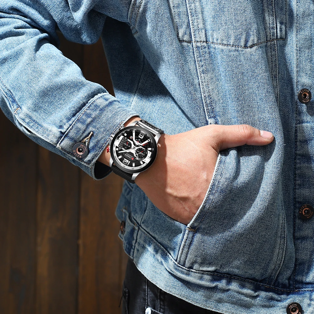 high qualtiy Curren Mens Watches Top Brand Luxury Chronograph Men Watch Leather Luxury Waterproof Sport Watch Men Male Clock Man Wristwatch drop shipping (1)