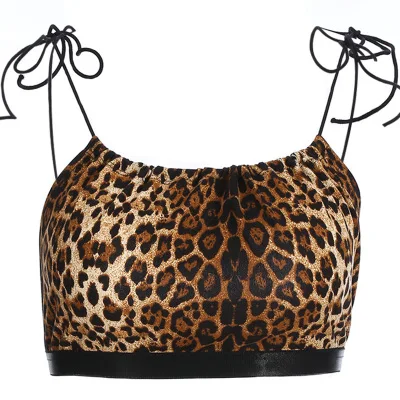 Спинки Leopard Летний Топ Модные, пикантные Bralette укороченные Feminino пляжный топик для женщин без рукавов дикий майка