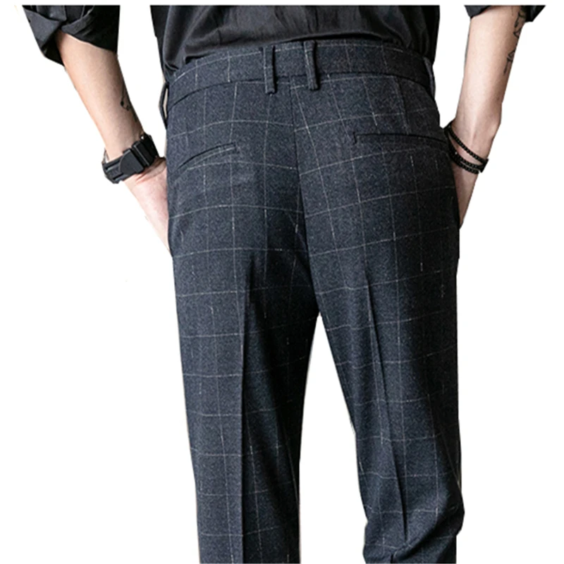 Spring and autumn men plaid pants Asia size 28 29 30 31 32 33 34 36 Mens suit trousers Slim design pant