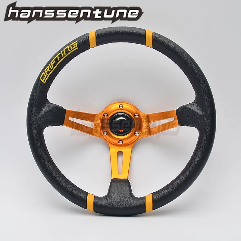 

High Quality Car Steering Wheel Racing 350MM 14inchs Universal PVC+ Metal (aluminum) Deep Frame