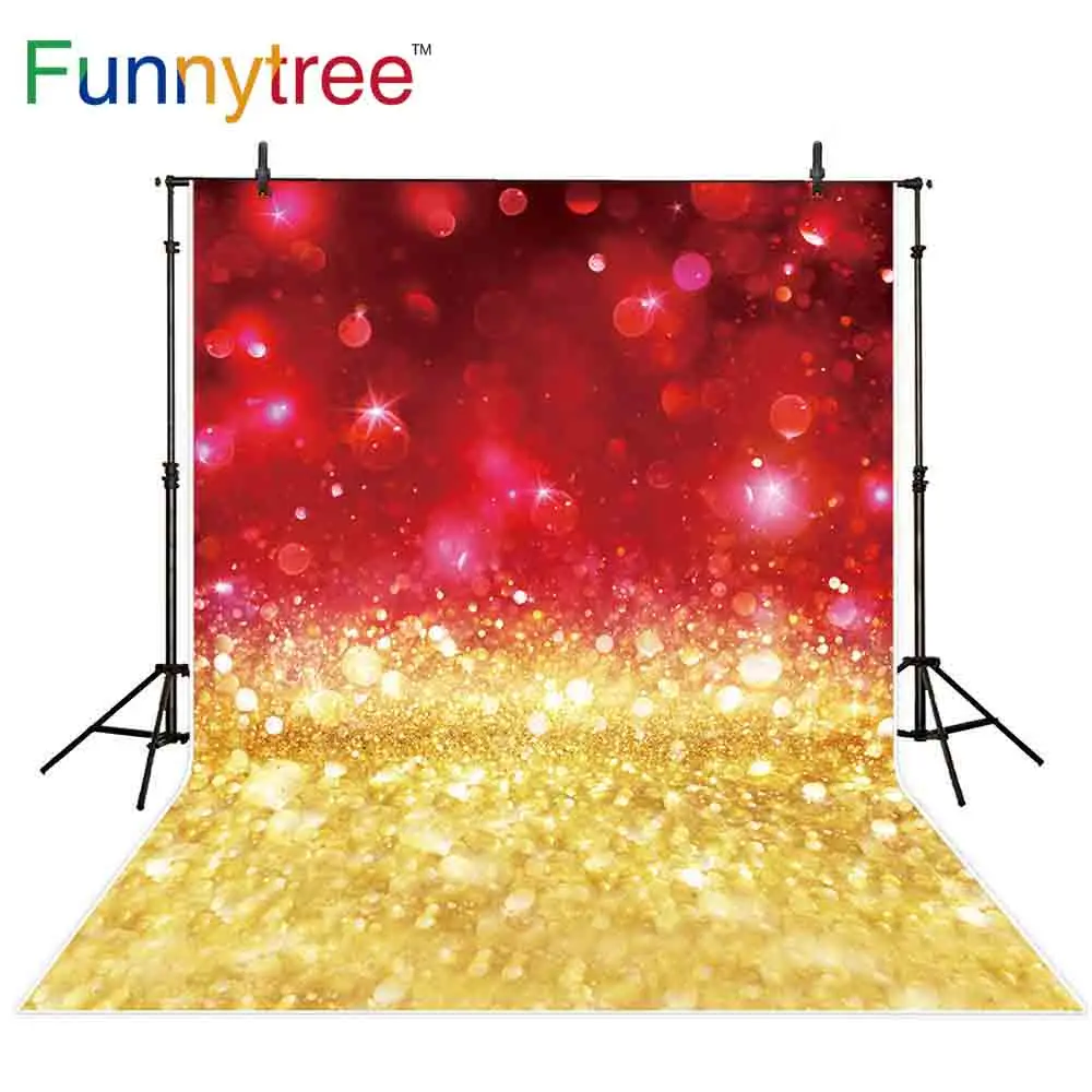 Виниловый фон для фотосъемки Funnytree блестящий красный золотой Блестящий