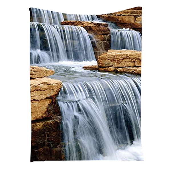 Waterfall Decor Collection, Cascading Waterfall over Natural Rocks Park
