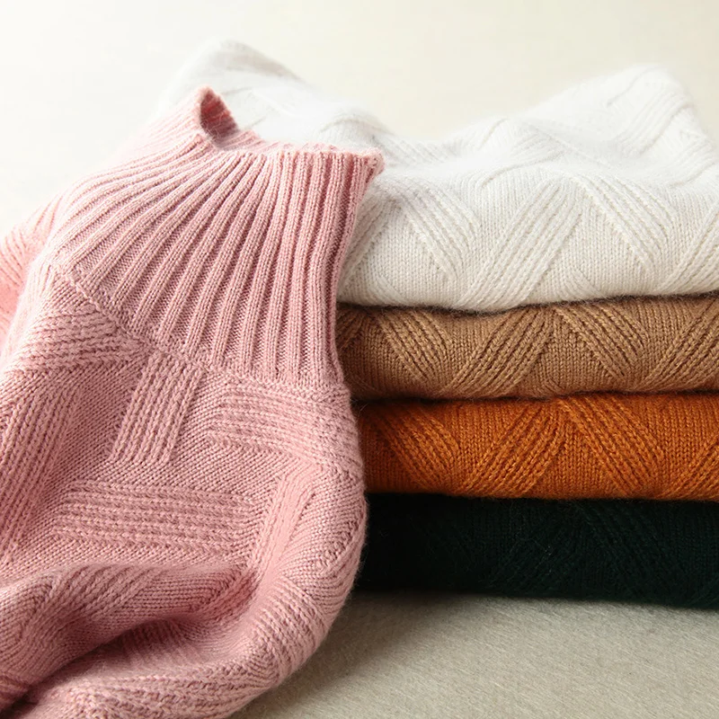 

2019 autumn winter cashmere sweater female pullover collar turtleneck sweater women solid color lady sweater