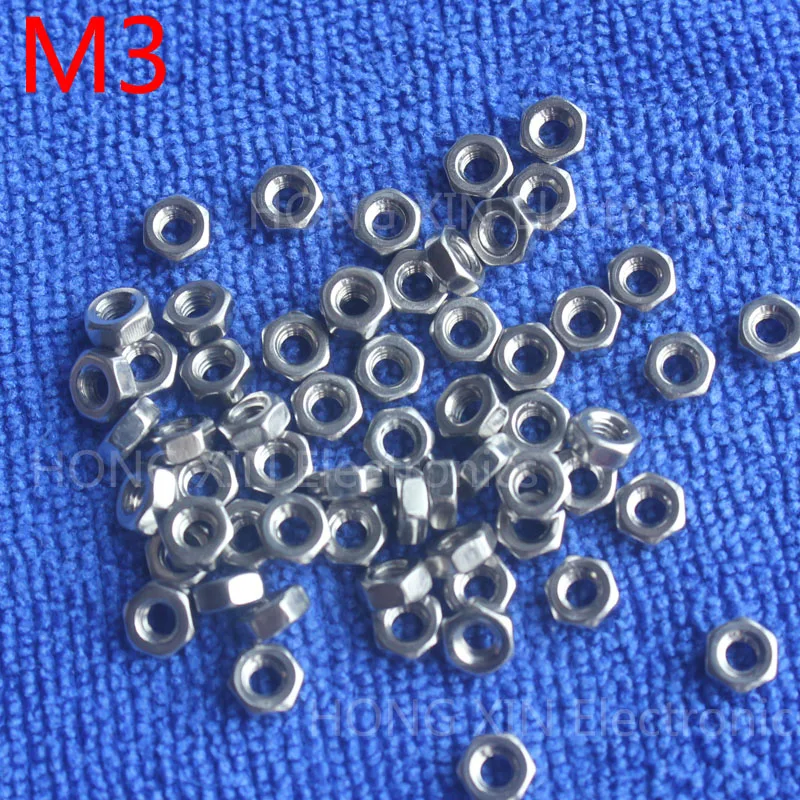 M3 1pcs 304 stainless steel hex nuts 3mm Silvery hexagon nut A2 70 nuts against rusting
