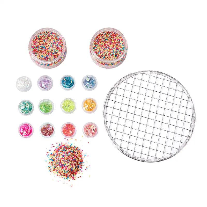 

Pandahall Mixed Color DIY Crystal Clay Confetti Mesh Grid Slime Mud Making Tools Kits for Jewelry Making 67x42mm