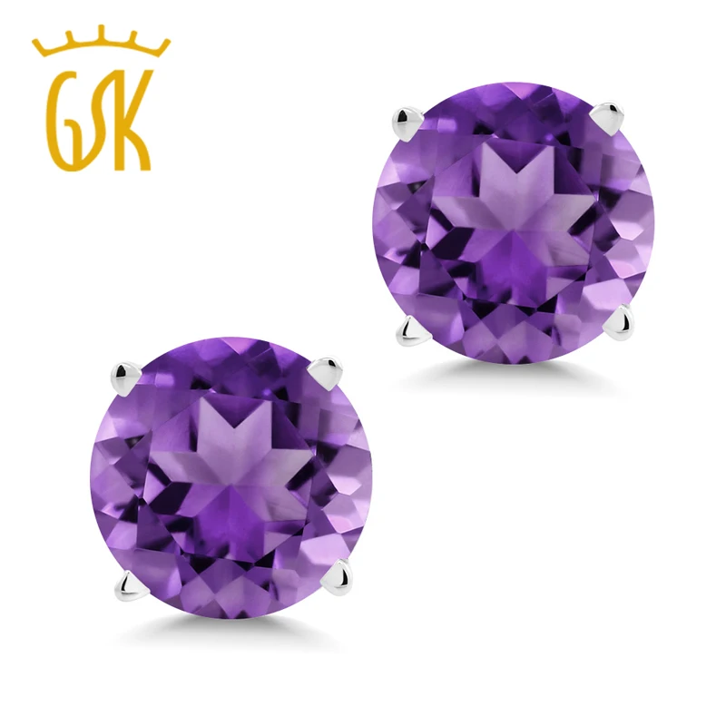 1 40 Ct Round 6mm Purple Amethyst 14k White Gold Stud Earrings In 1 40 Ct Round 6mm Purple Amethyst 14k White Gold Stud Earrings
