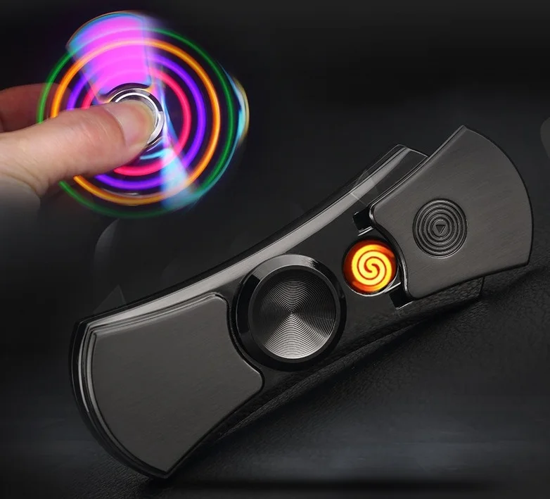 

YOUNAN Fingertip Gyroscope Lighter USB Charging Windproof Lighters Electronic Cigarette Lighter Men Gift With Box-7001