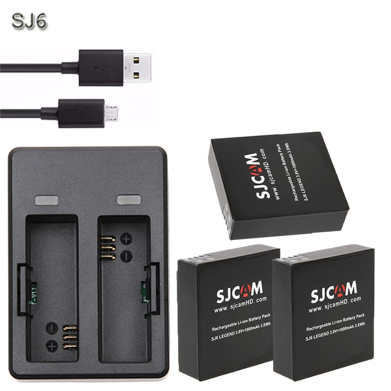 

SJCAM Accessories 3PCS Original SJ6 Batteries Rechargable Battery +Dual Charger +Battery Case For SJCAM SJ6 Legend Sports Camera