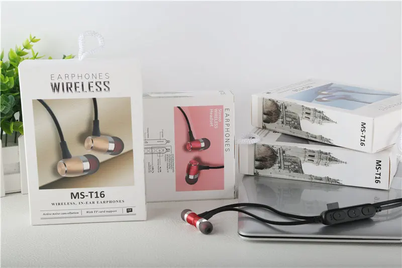 MPLSBO T16 Bluetooth Earphone With MIC Sweatproof Gym Sport HIFI Wireless Earphones MP3 player Bass Headphones For Xiaomi Iphone