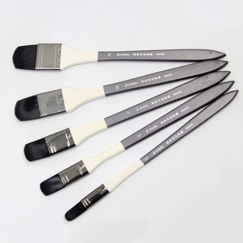 Escova de Nylon Escova de Pintura Preta de Alta Pintura a Óleo Pintura de Parede de Acrílico Forma de Avelã Pincel de Pintura Linha Qualidade 5 Pçs - Set Mew 6 Pincéis de pintura